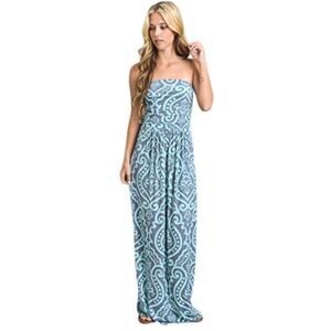Vanilla Bay Women's Strapless Full Length Maxi Dress Teal Gray Size S